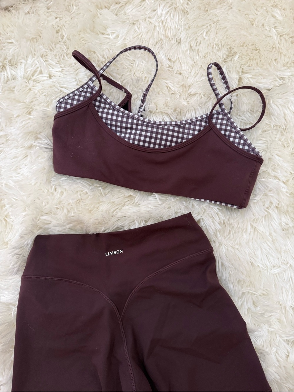 LIASON THE LABEL CHERRY CHOCOLATE Sports Bra & Bike Shorts Set - Picture 2 of 3